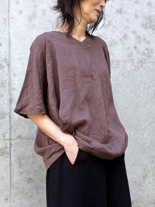 DU TANGO / リネンスモッグシャツ / BROWN / DS-0261