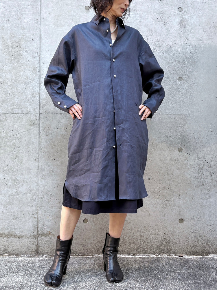 MADISONBLUE / OVERSIZED SPLIT TUCK OP LINEN / NAVY / MB261-4007