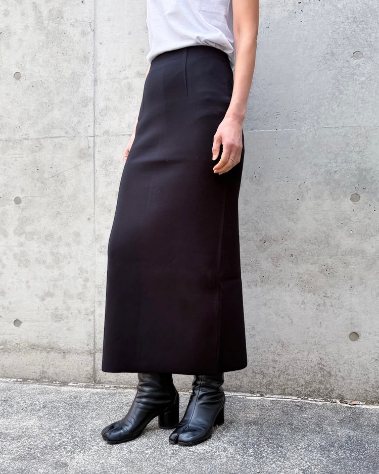 AURALEE / DOUBLE FACED SILK COTTON KNIT SKIRT / BLACK / A26SS02WF