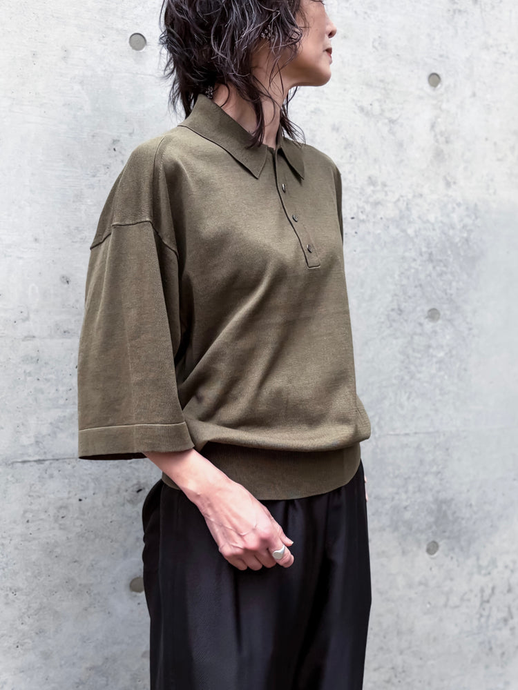BLAMINK / 18Gハーフスリーブニット / OLIVE / 79181000001