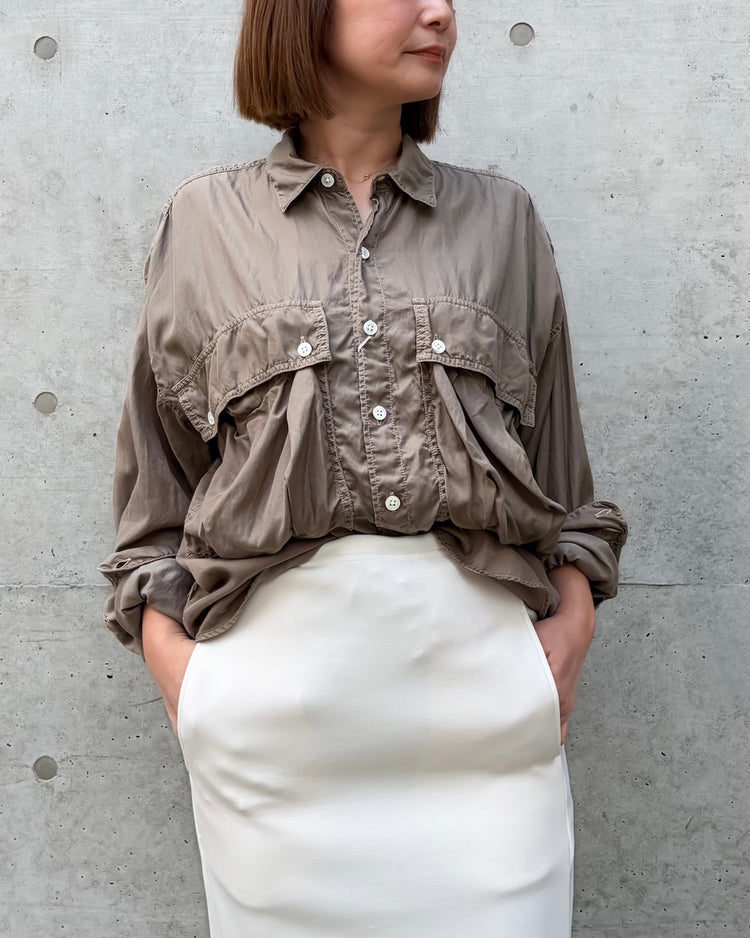 KATHARINE HAMNETT / PARACHUTE LONG TAIL SHIRT / MOCA / TKH-S90
