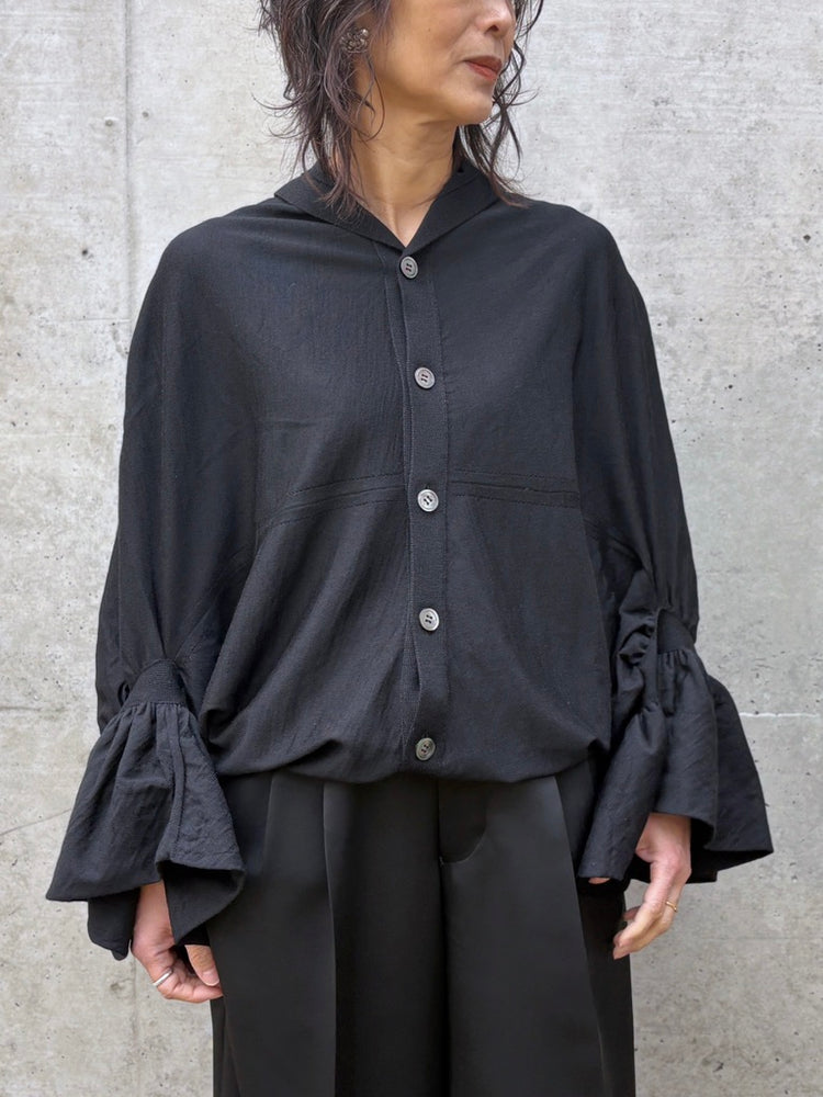 JUNYA WATANABE / アームドレープデザイン ロングカーディガン / BLACK / JQ-N007