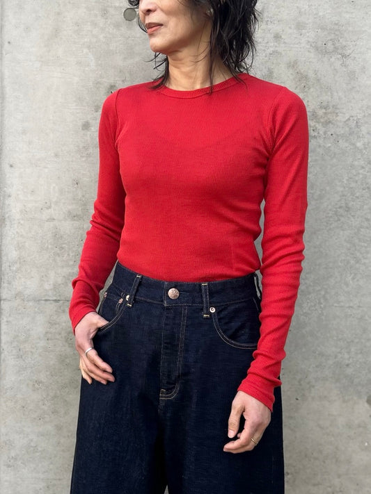 INSCRIRE / Gauze teleco long sleeve Tee / red /I26SS-CUT3