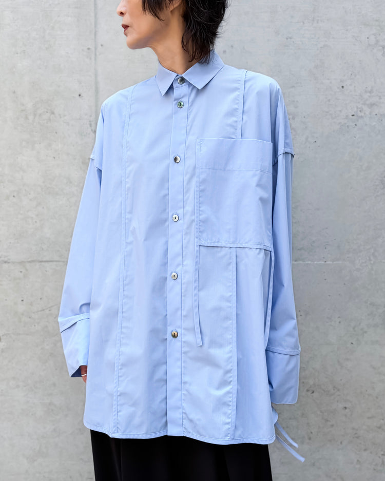 någonstans / piping wide shirt / water / 470JA430-0401