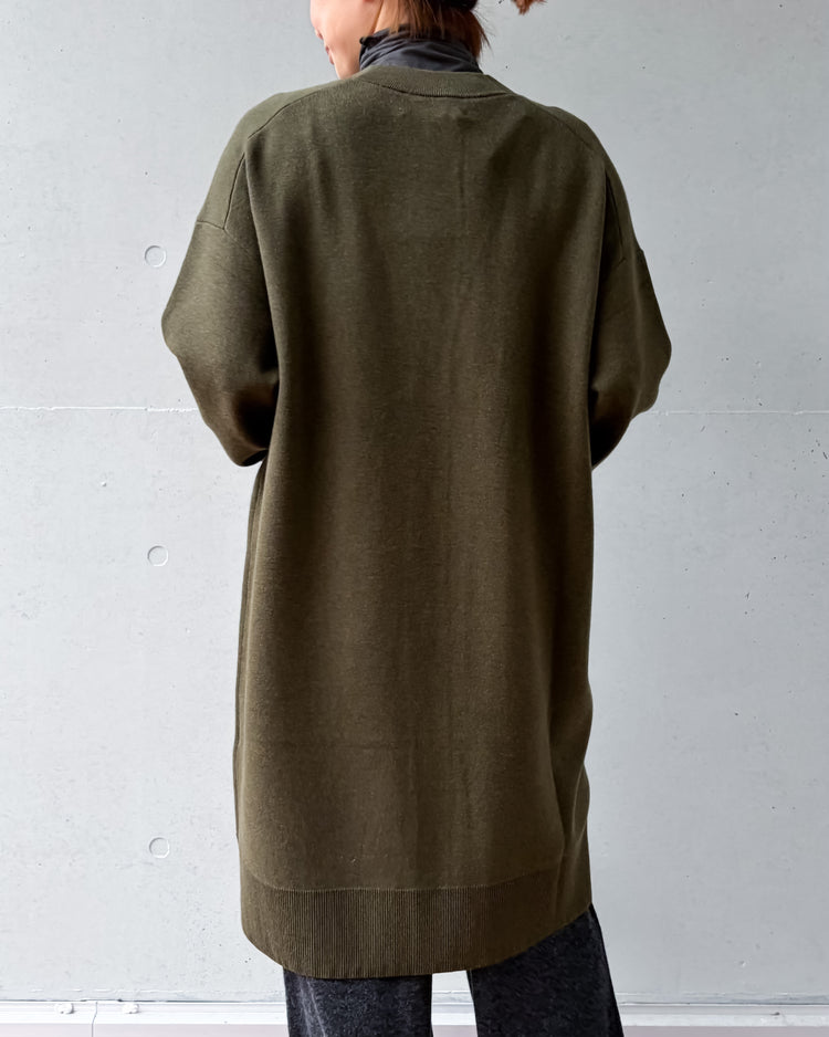 WALANCE / COTTON SILK DOUBLEFACE LONG CARDIGAN / KHAKI / 3263-001