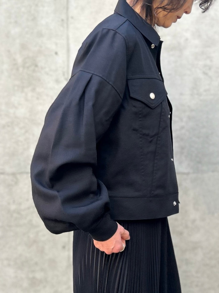 HYKE / OXFORD BALLOON SLEEVE JACKET TYPE3 REGULAR FIT / BLACK / 17570