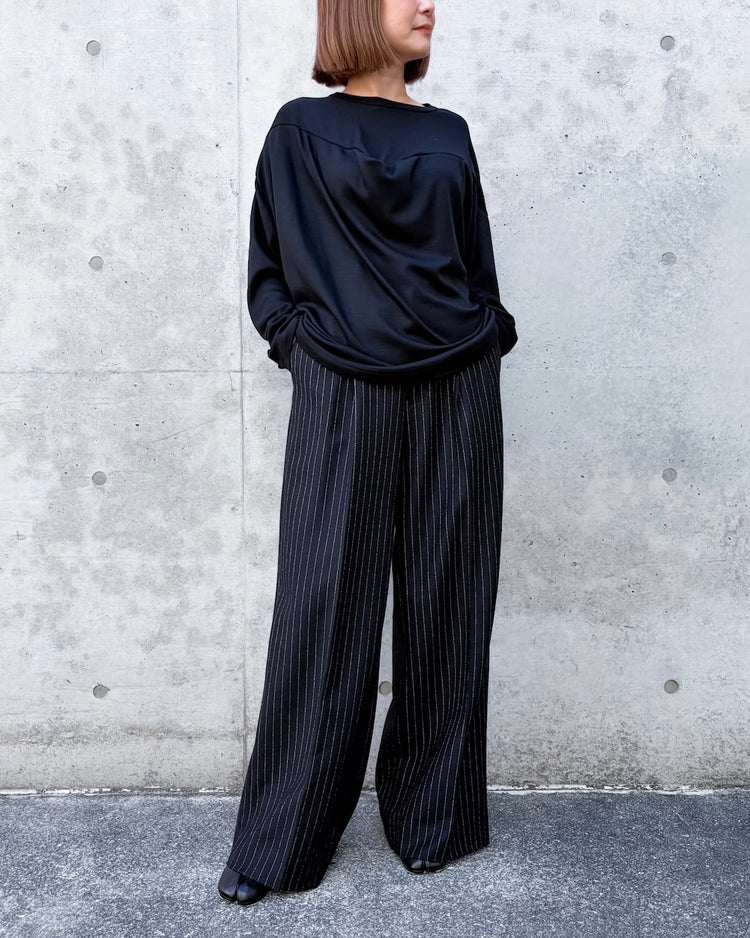 JUNYA WATANABE / ウールエステルストライプワイドパンツ / BLACK×WHITE / JR-P040ー