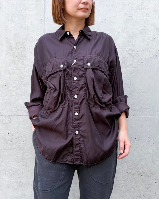KATHARINE HAMNETT / PARACHUTE LONG TAIL SHIRT / D.BROWN / TKH-S90