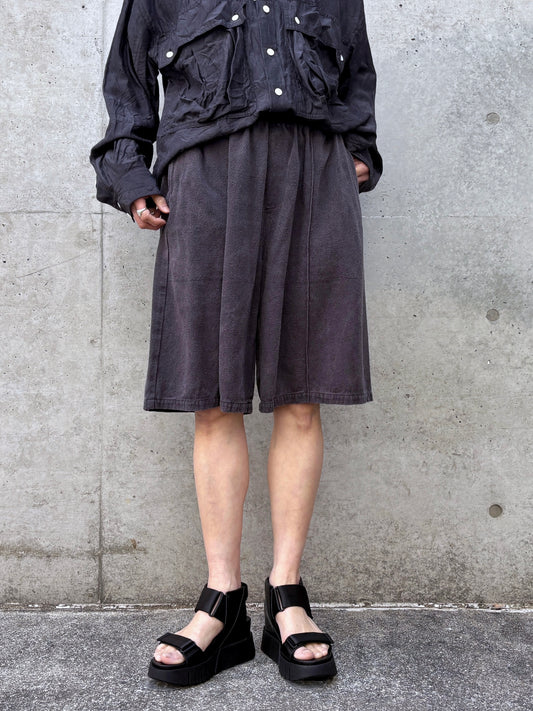 KATHARINE HAMNETT / NOIL SILK EASY WIDE SHORTS / V.BLACK / KHESP-01