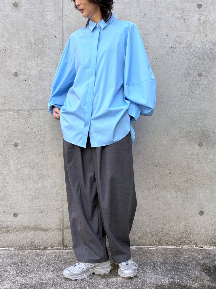 ENFÖLD / CIRCLE DORAPE SHIRT / L.BLUE / 300JS430-1061