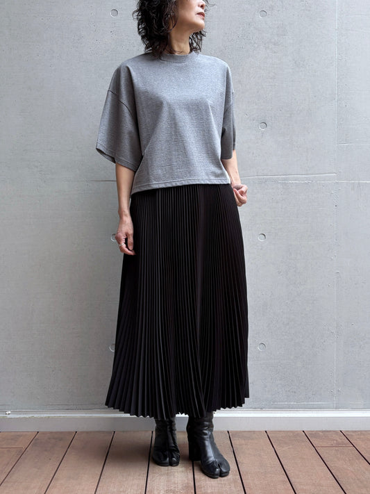 HYKE / CROPPED SHORT-SLV TEE BIG FIT / T.GRAY / 12438
