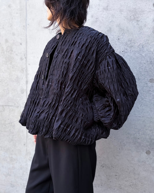 noir kei ninomiya / チェック柄ジャガードL/Sジャケット / BLACK / 3A-J010