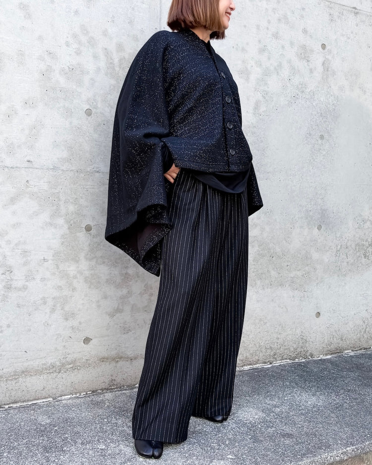 JUNYA WATANABE / ウール綿天竺起毛ボタンポンチョ / BLACK×SILVER / JR-T011