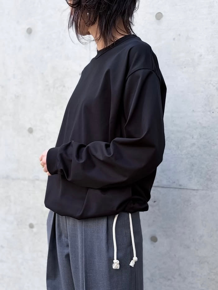CINOH / DRAWSTRING LONG TEE / BLACK / E-40-038
