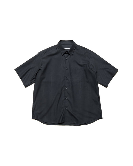 uniform experiment / STRETCH WOOL RELAX-FIT S/S SHIRT / BLACK STRIPE / UE-260013