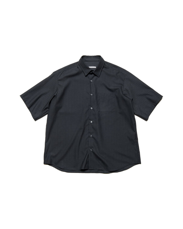 uniform experiment / STRETCH WOOL RELAX-FIT S/S SHIRT / BLACK STRIPE / UE-260013