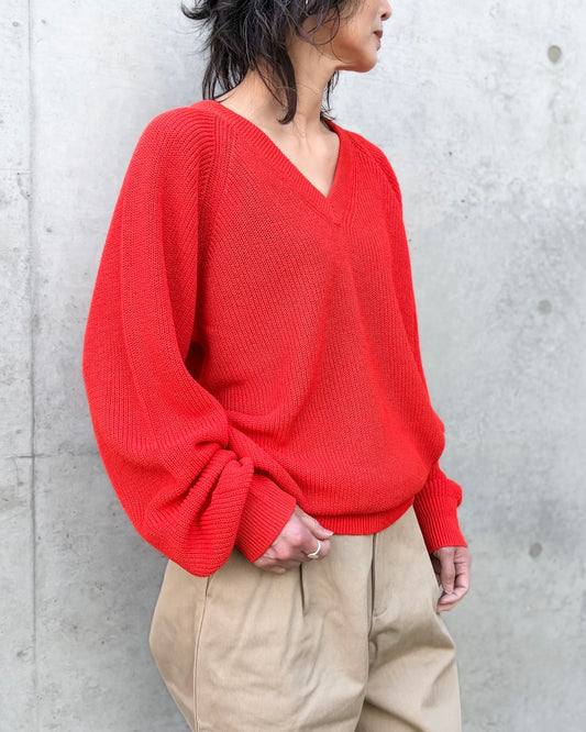 THE SHINZONE / C/L V-NECK KNIT PULLOVER / RED / 26SMSNI05