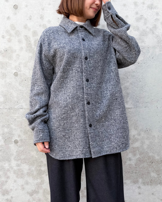 AURALEE / HOMESPUN TWEED SHIRT BLOUSON / MIX GRAY / A26AS05HT /