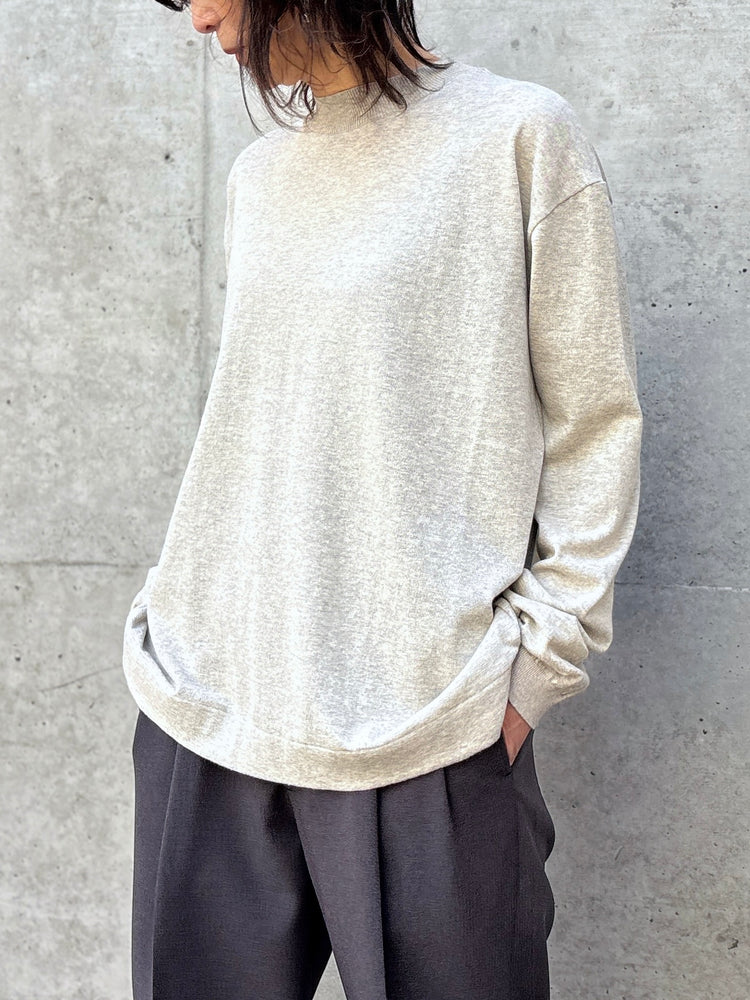MEYAME / COTTON KNIT LONG SLEEVE TEE / HEATHER GRAY / MEY-2304