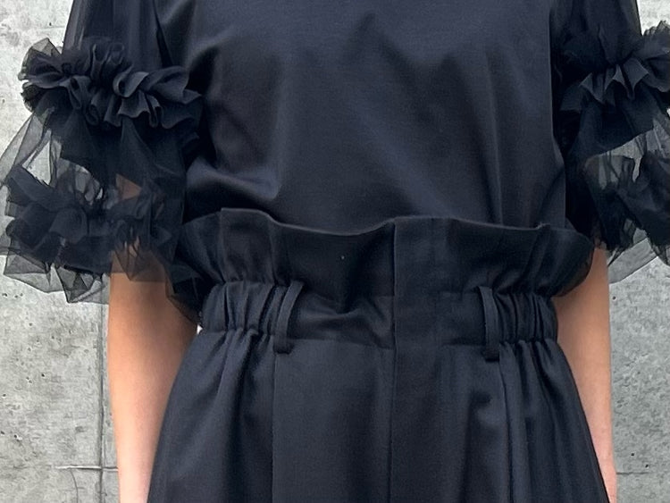 noir kei ninomiya / ウールギャバウエストギャザーパンツ / 3Q-P003