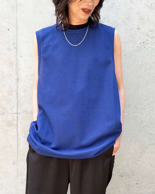 08sircus / Sheer waffle sleeveless top / royal blue / S26SS-CS07