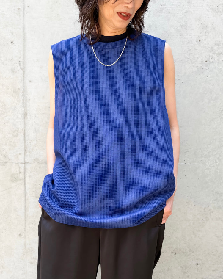 08sircus / Sheer waffle sleeveless top / royal blue / S26SS-CS07