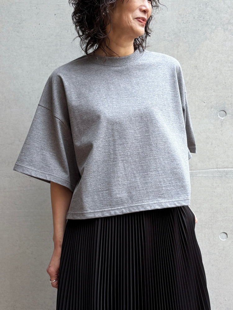 HYKE / CROPPED SHORT-SLV TEE BIG FIT / T.GRAY / 12438