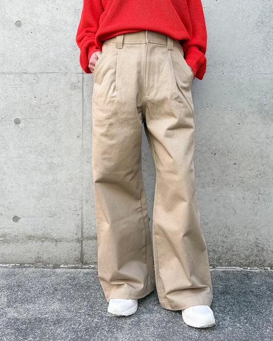 THE SHINZONE / COTTON TWILL WIDE PANTS / BEIGE / 26SMSPA07