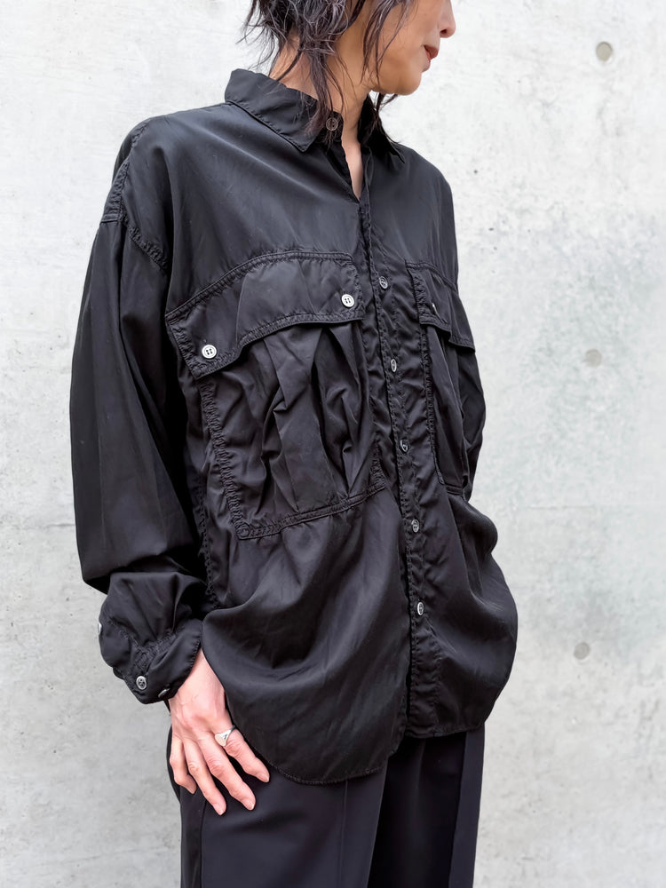 KATHARINE HAMNETT / PARACHUTE LONG TAIL SHIRT / BLACK / TKH-S90