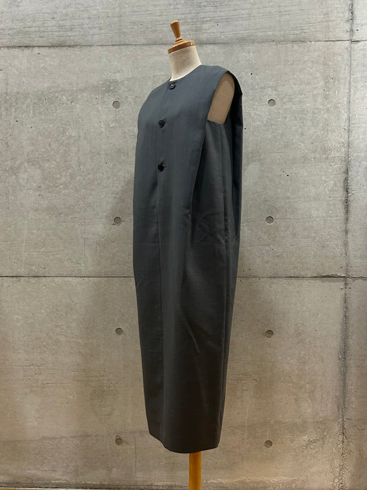 AURALEE / STRUCTURED WOOL DOUBLE CLOTH SLEEVELESS DRESS / TOP GRAY / A26DO1HP