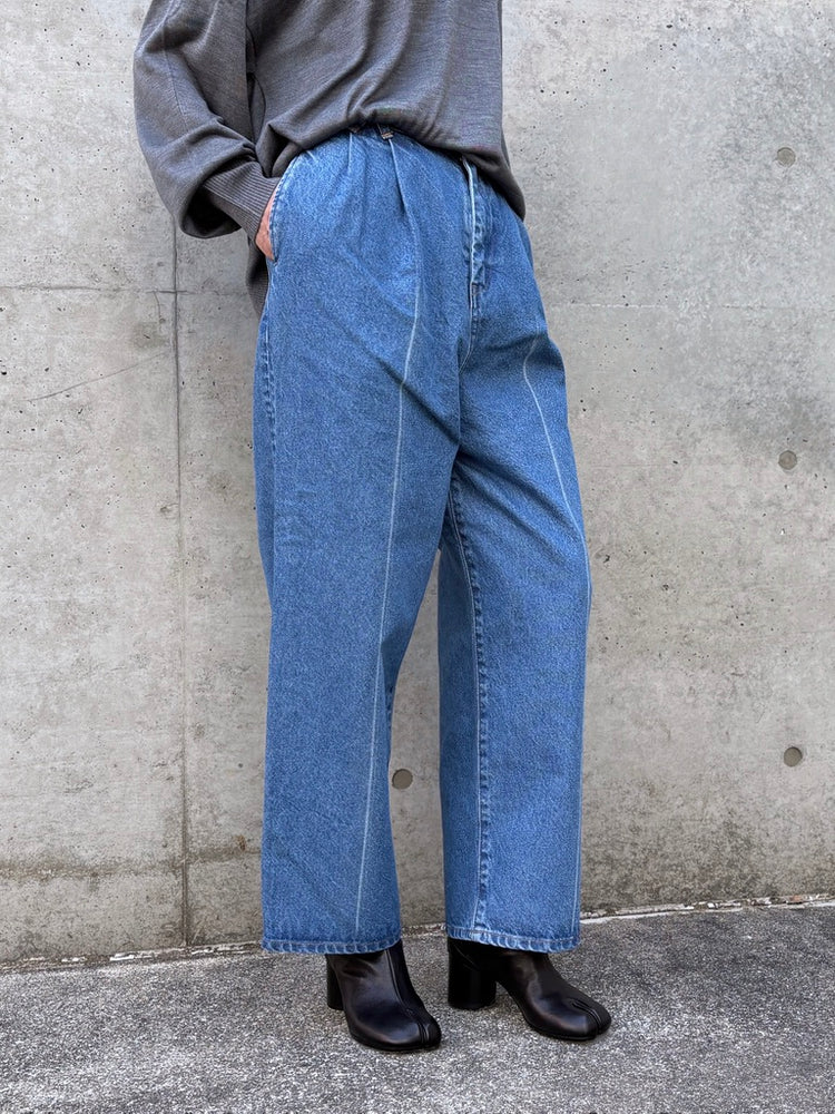 CINOH / 2-TUCK DENIM TROUSERS / M.BLUE / E60-008