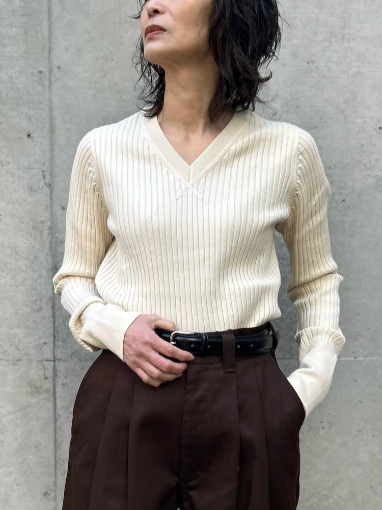 THE SHINZONE / MILITARY RIB KNIT PULLOVER / ECRU / 26SMSNI03