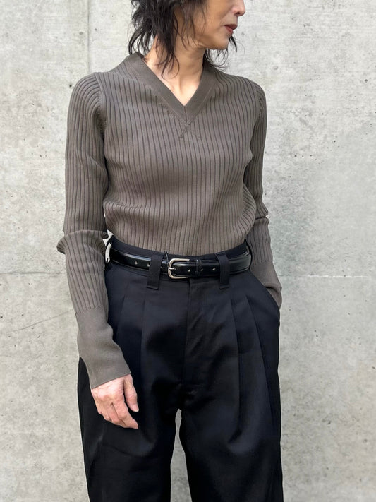THE SHINZONE / MILITARY RIB KNIT PULLOVER / KHAKI / 26SMSNI03