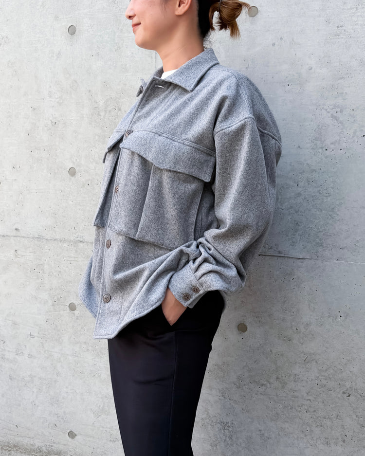 KATHARINE HAMNETT / RECYCLE WOOL SHIRT OUTER / L.GRAY / 26A-TKSJK-02