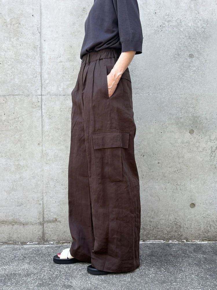 GALERIE VIE / コットンボイルワッシャー イージーカーゴパンツ / DARK BROWN / 23046104223