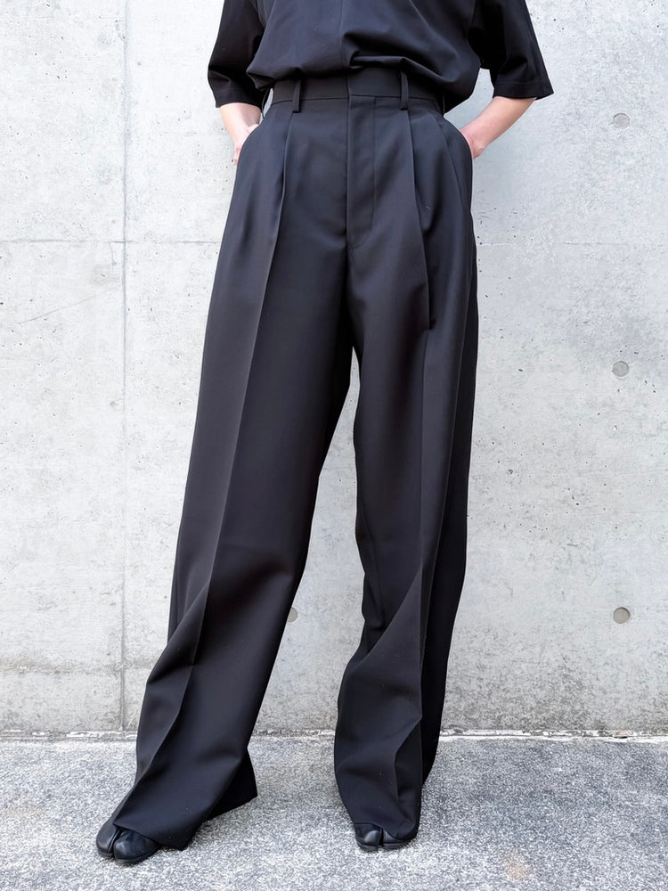 JUNYA WATANABE / ウールエステルモヘアトロタックワイドパンツ / BLACK / JQ-P006