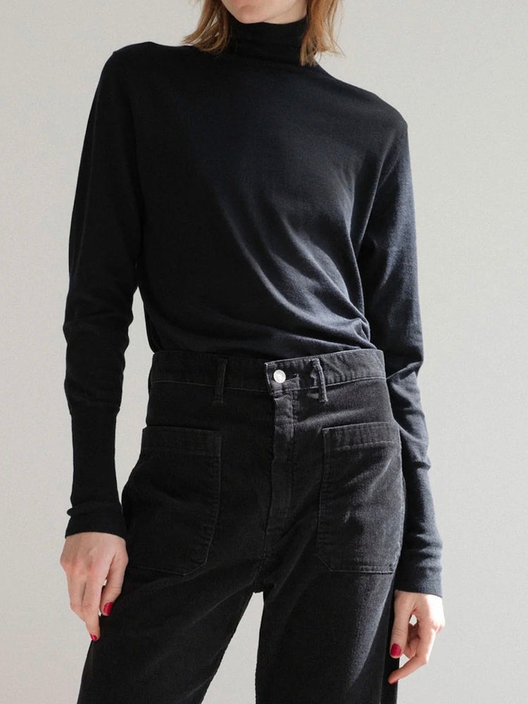 THE SHINZONE / COTTON SILK HIGH NECK KNIT / BLACK / 24AMSNI10