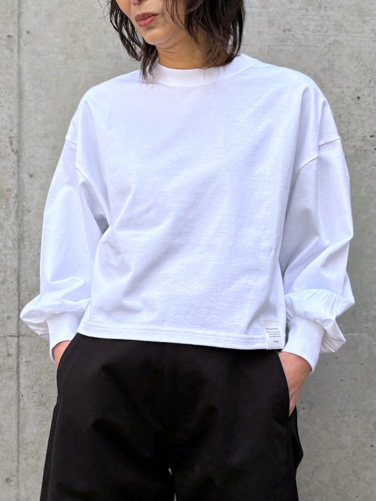 HYKE / CROPPED LONG-SLV TEE BIG FIT / WHITE / 12439