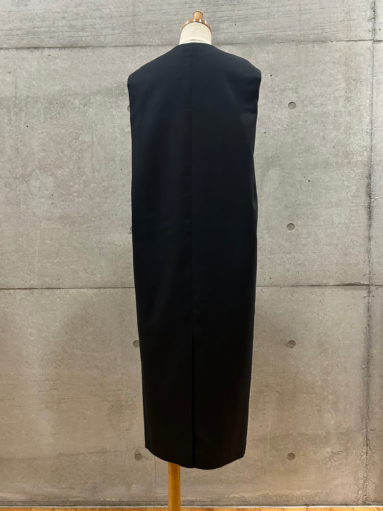 AURALEE / STRUCTURED WOOL DOUBLE CLOTH SLEEVELESS DRESS / TOP BLACK / A26DO1HP
