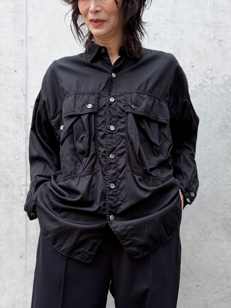 KATHARINE HAMNETT / PARACHUTE LONG TAIL SHIRT / BLACK / TKH-S90