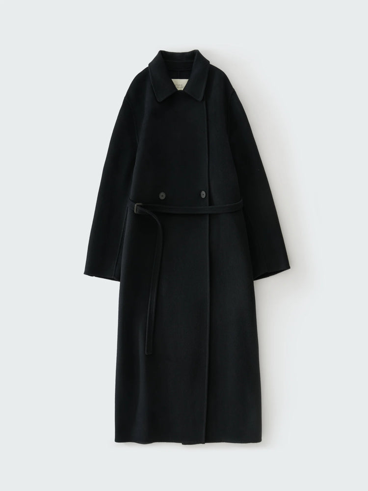 STUDIO NICHOLSON / MORI WOOL COAT IN DARKEST NAVY / BLACK