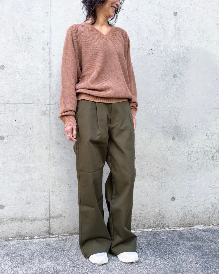THE SHINZONE / COTTON TWILL WIDE PANTS / KHAKI / 26SMSPA07