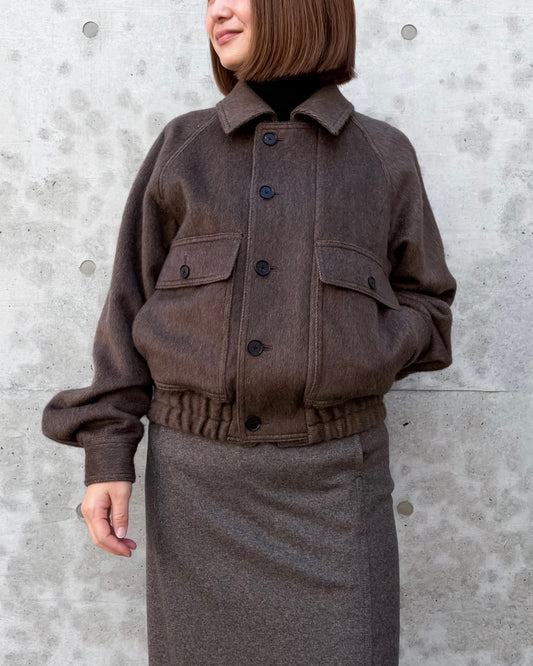 AURALEE / HAIRY WOOL MOHAIR CHAMBRAY BLOUSON / BROWN / A26AB03WB /