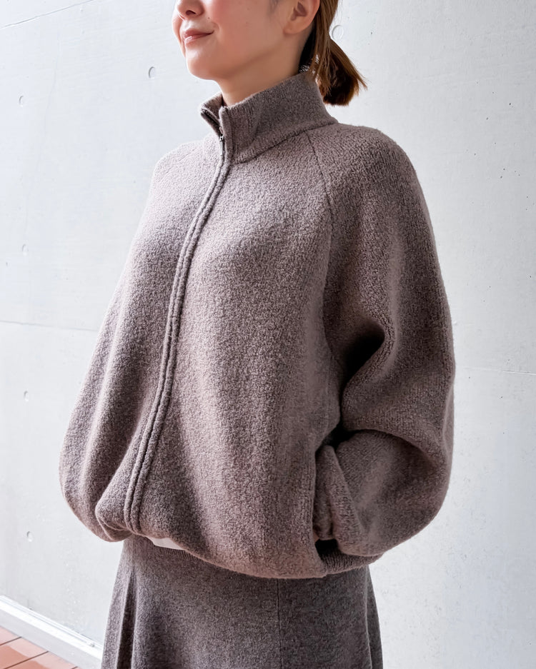 WALANCE / BOUCLE KNIT ZIP BLOUSON / MOCHA / 3263-01544