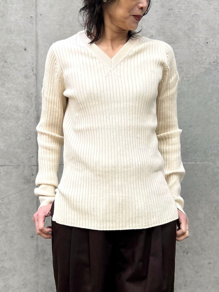 THE SHINZONE / MILITARY RIB KNIT PULLOVER / ECRU / 26SMSNI03