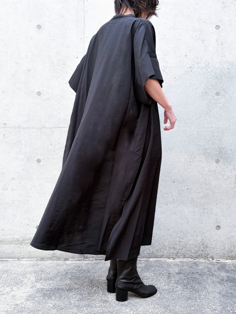 08sircus / Modal silk gather neck dress / black / S26SS-DR03