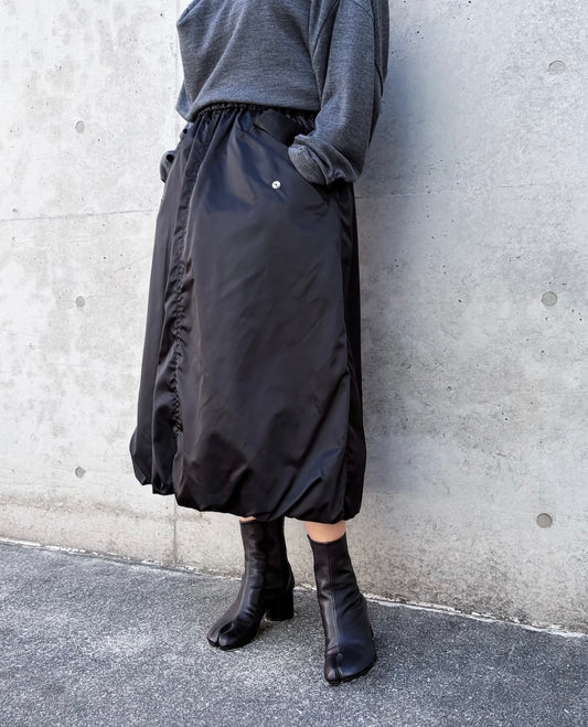 noir kei ninomiya / ナイロンツイルバルーンスカート / BLACK / 3A-S021-