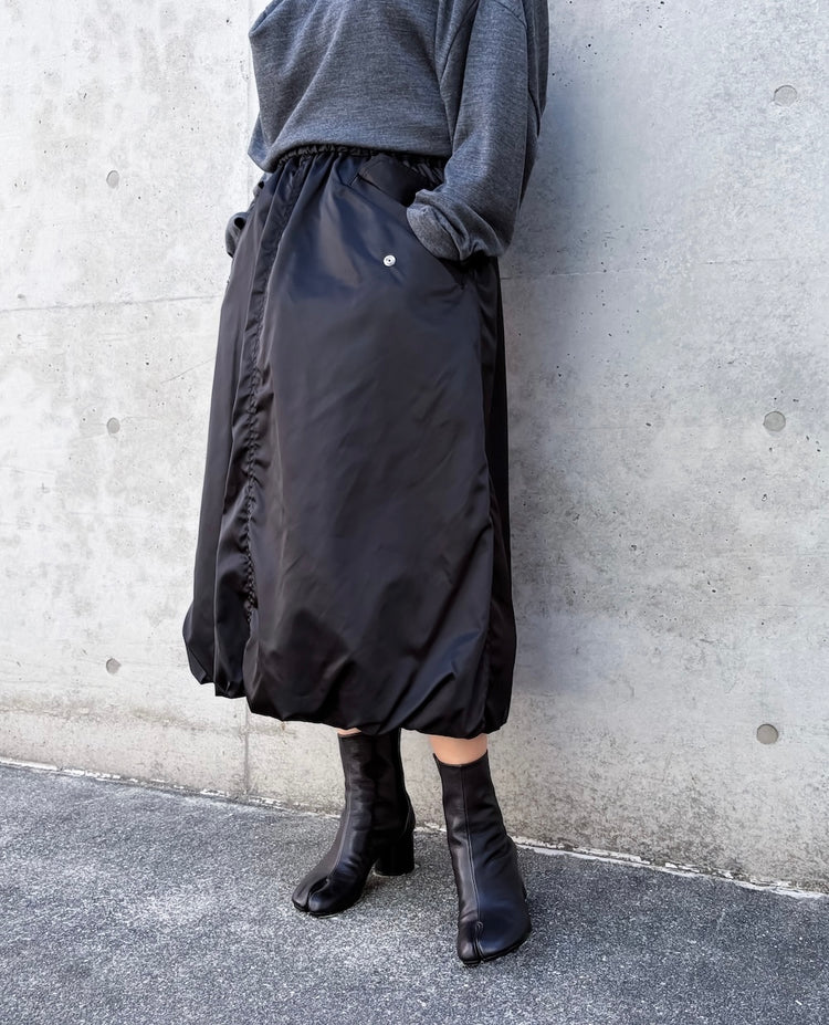 noir kei ninomiya / ナイロンツイルバルーンスカート / BLACK / 3A-S021-