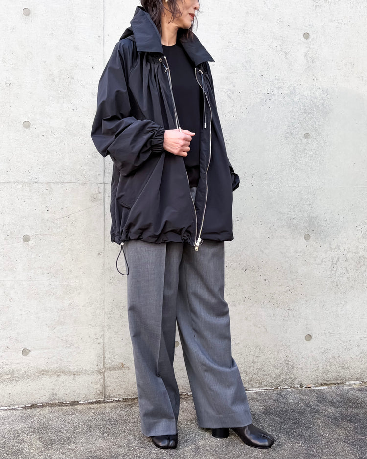 CINOH / NYLON HOODIE BLOUSON / BLACK / E-21-003