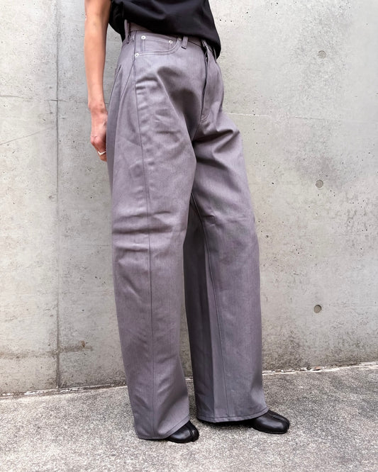 HYKE / BARREL LEG TWILL JEANS / GRAY / 13384